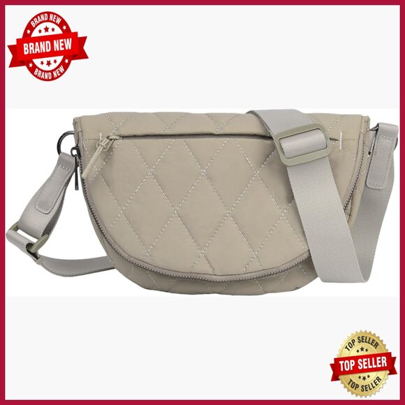 Handbags - Medium Nylon Crescent Moon Shoulder Bag, Adjustable Strap, Foldable & Waterproof